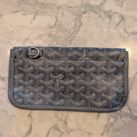 Goyard Gray Chevron Coated Canvas Goyardine St.Louis Pouch Wallet - Picture 2 of 6